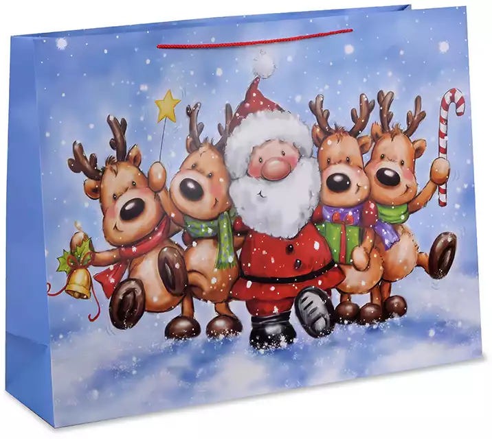 Пакет новогодний 72х51х18см Дед Мороз и олени YM25-5