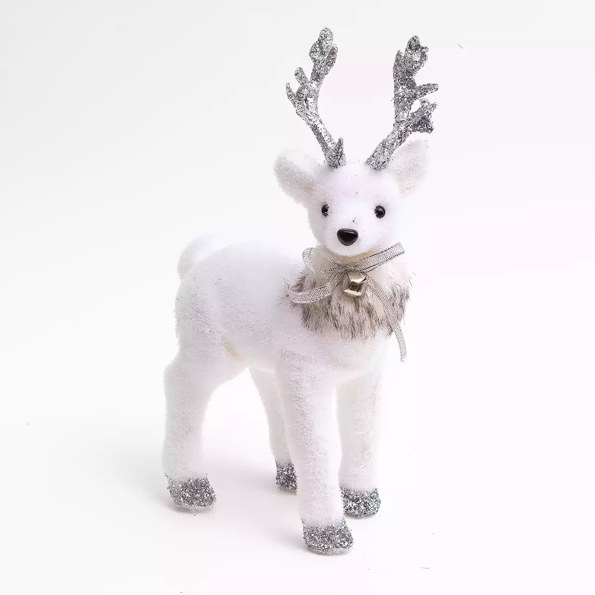 Новогодняя фигурка Олень 15х10х28 белый с серебром 058D-6948D