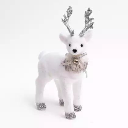 Новогодняя фигурка Олень 15х10х28 белый с серебром 058D-6948D