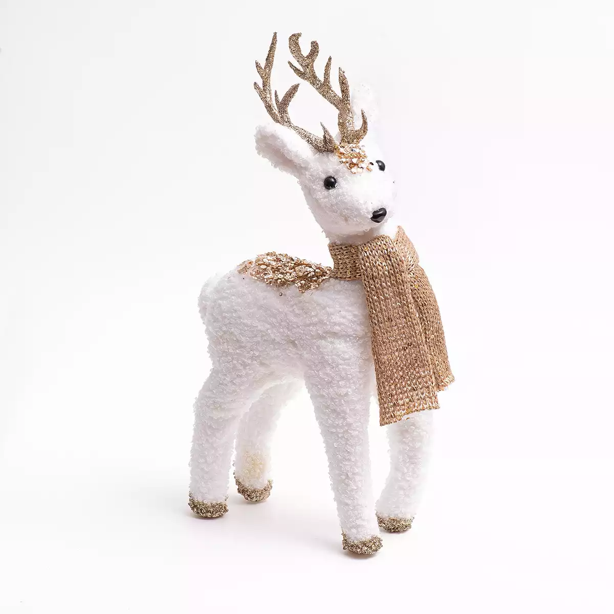 Новогодняя фигурка Олень 19*10*38 белый с золотом 058D-6963D