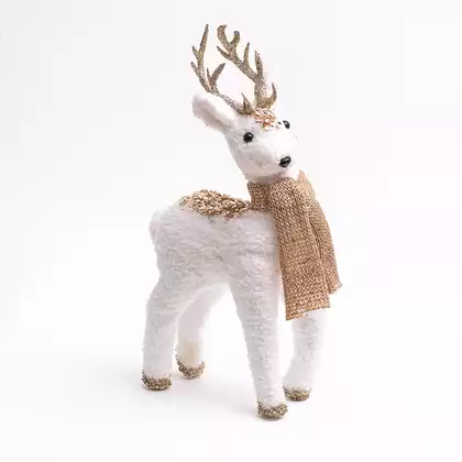 Новогодняя фигурка Олень 19*10*38 белый с золотом 058D-6963D