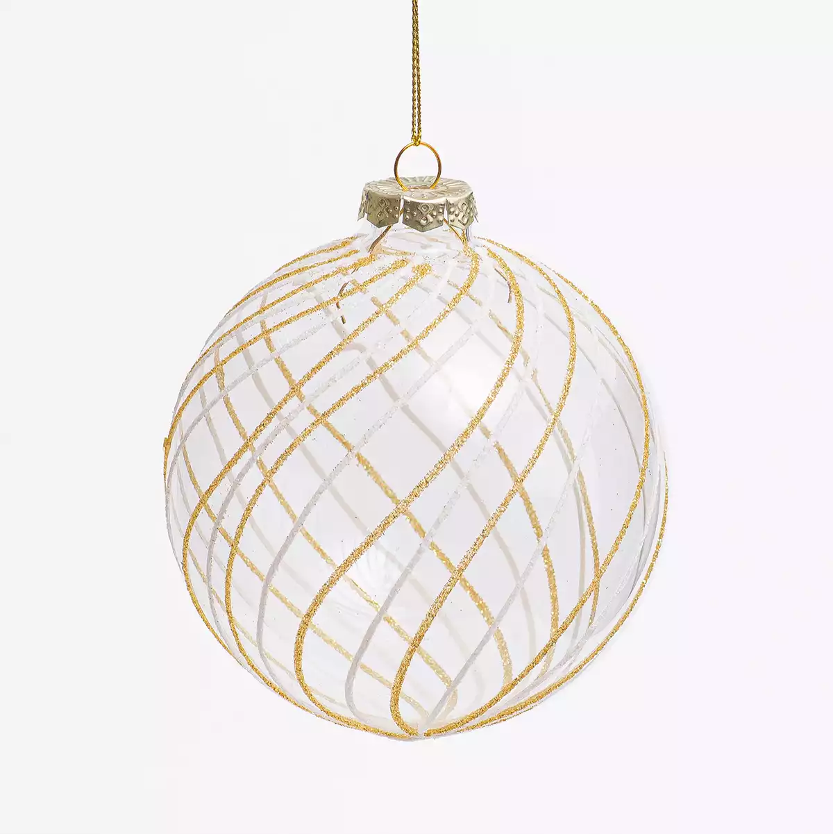 Новогодний шар стеклянный 10 см лед винтаж 058D-7132D