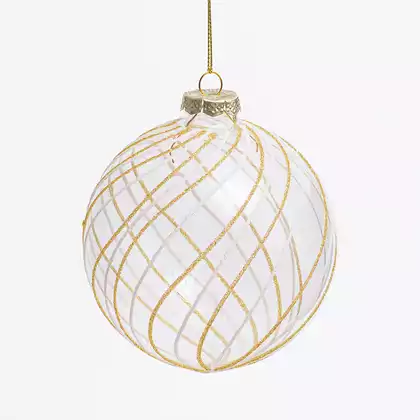 Новогодний шар стеклянный 10 см лед винтаж 058D-7132D
