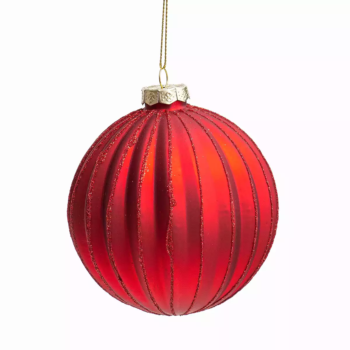 Новогодний шар стеклянный 10 см красный 058D-7154D