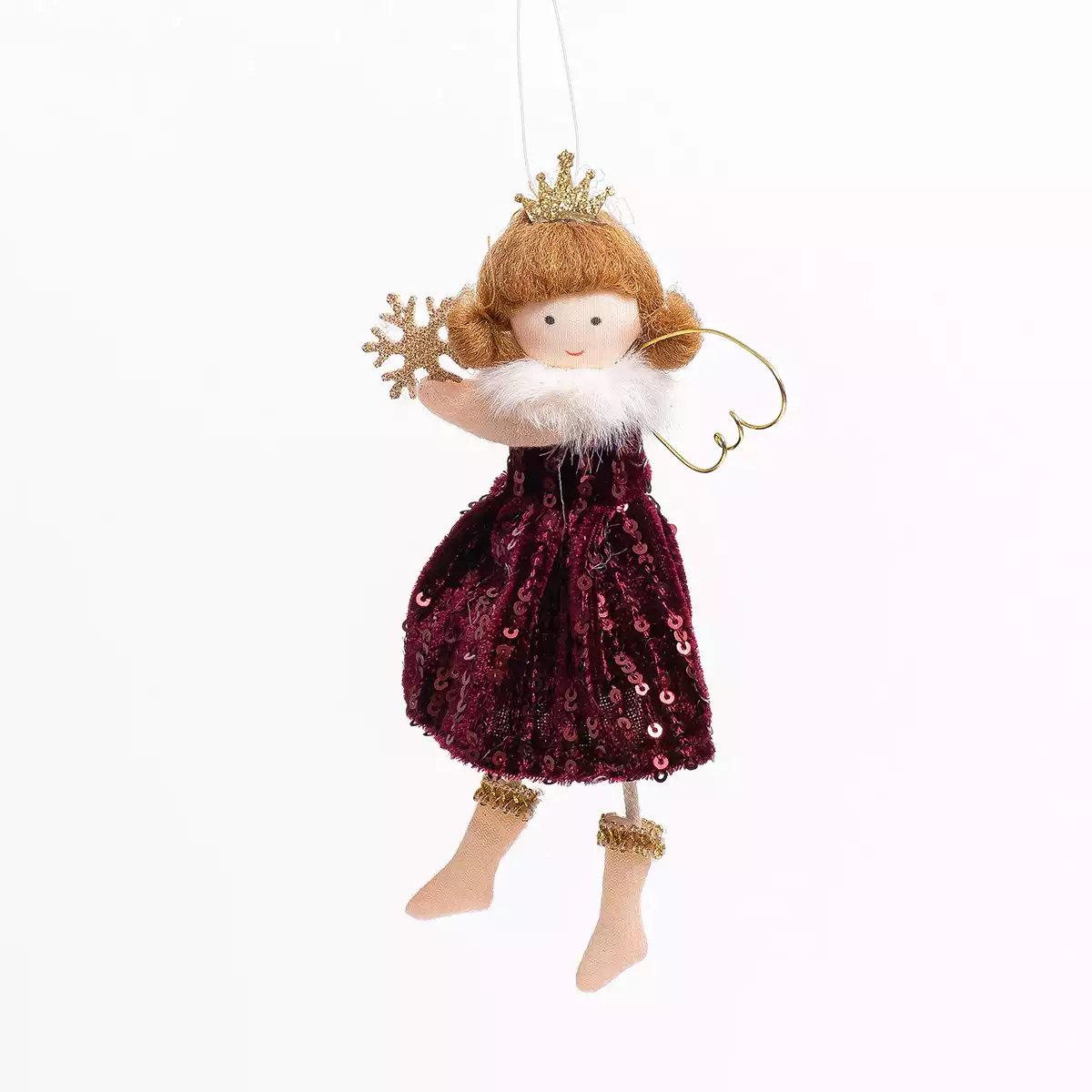 Новогодняя фигурка 17 см фея на подвесе красный MU-25XP104