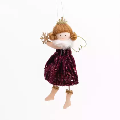 Новогодняя фигурка 17 см фея на подвесе красный MU-25XP104