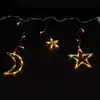 Светодиодная гирлянда 3х1 звезды и луна 120 Led теплый желтый IP20 от сети VUL32