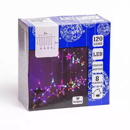 Светодиодная гирлянда 3х1 звезды 120 Led мультиколор IP20 от сети VUL33