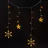 Светодиодная гирлянда 3х1 снежинки 120 Led теплый желтый IP20 от сети VUL34