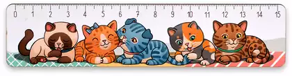Линейка 15см Кошки деревянная ЛД-01-013