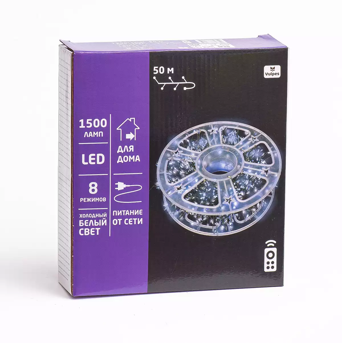 Гирлянда НИТЬ хвойная лапа 50 м 1500 Led холодный белый, от сети, зеленый шнур