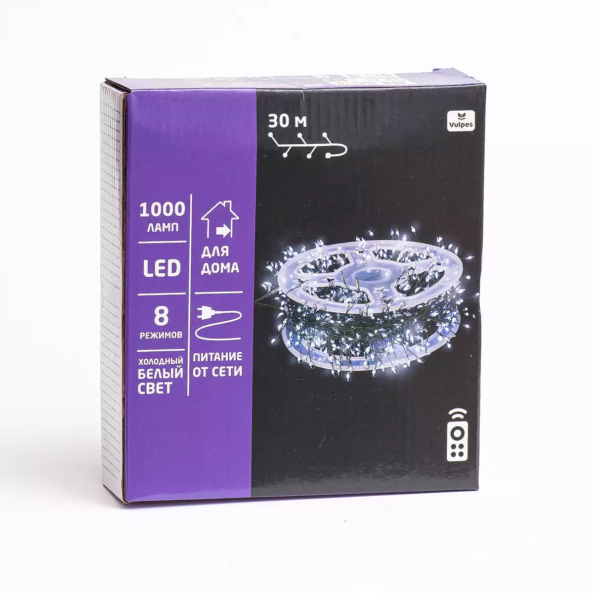 Гирлянда НИТЬ хвойная лапа 30 м 1000 Led холодный белый,от сети, зеленый шнур