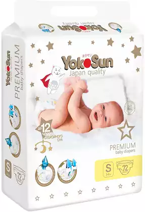 YOKOSUN Подгузники Premium S (3-6 кг) 72 шт