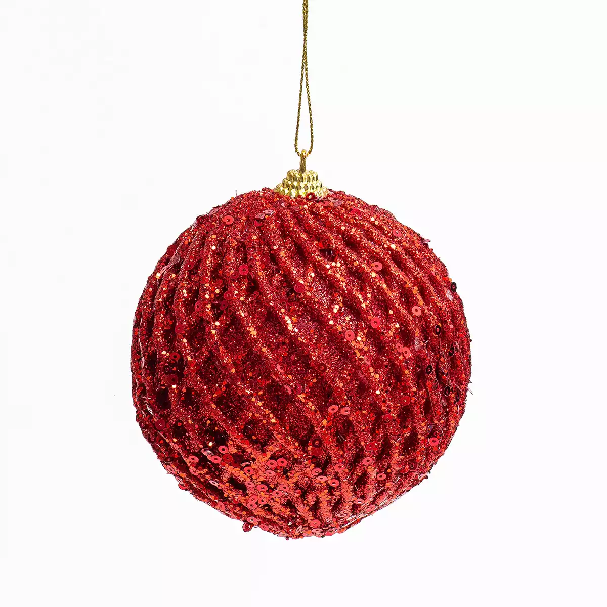 Новогодний шар 10 см красный 058D-7269D