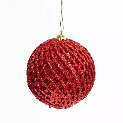 Новогодний шар 10 см красный 058D-7269D