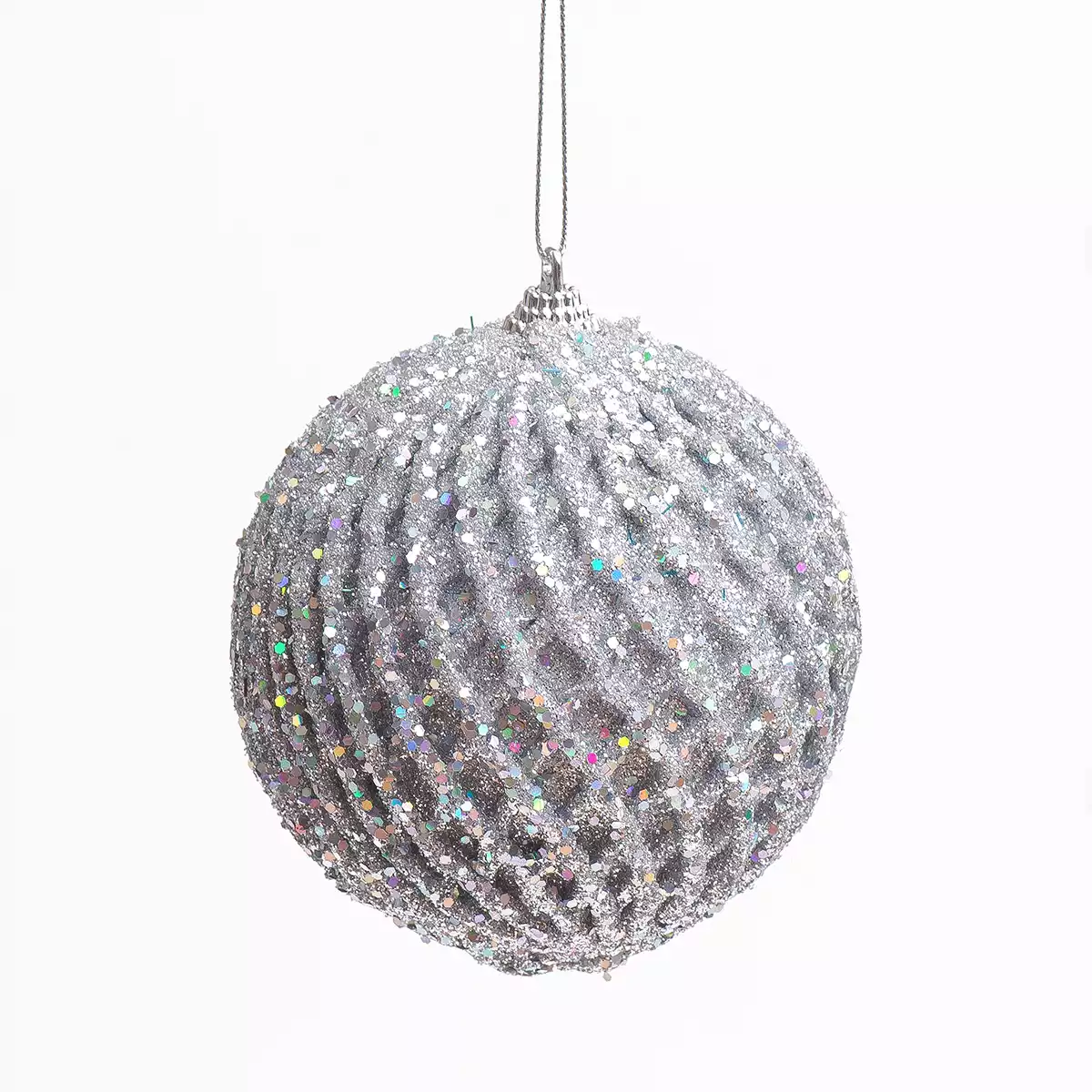 Новогодний шар 10 см серебро 058D-7273D