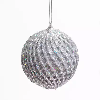 Новогодний шар 10 см серебро 058D-7273D