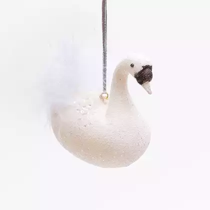 Новогодняя фигурка 10 см Лебедь белый 058D-7281D