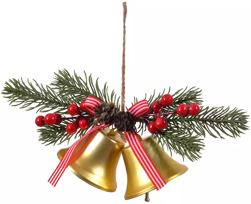 Новогодняя подвеска 20х12х6,5 Колокольчики золото 058D-7285D