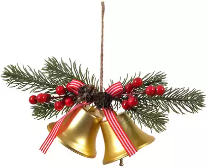 Новогодняя подвеска 20х12х6,5 Колокольчики золото 058D-7285D