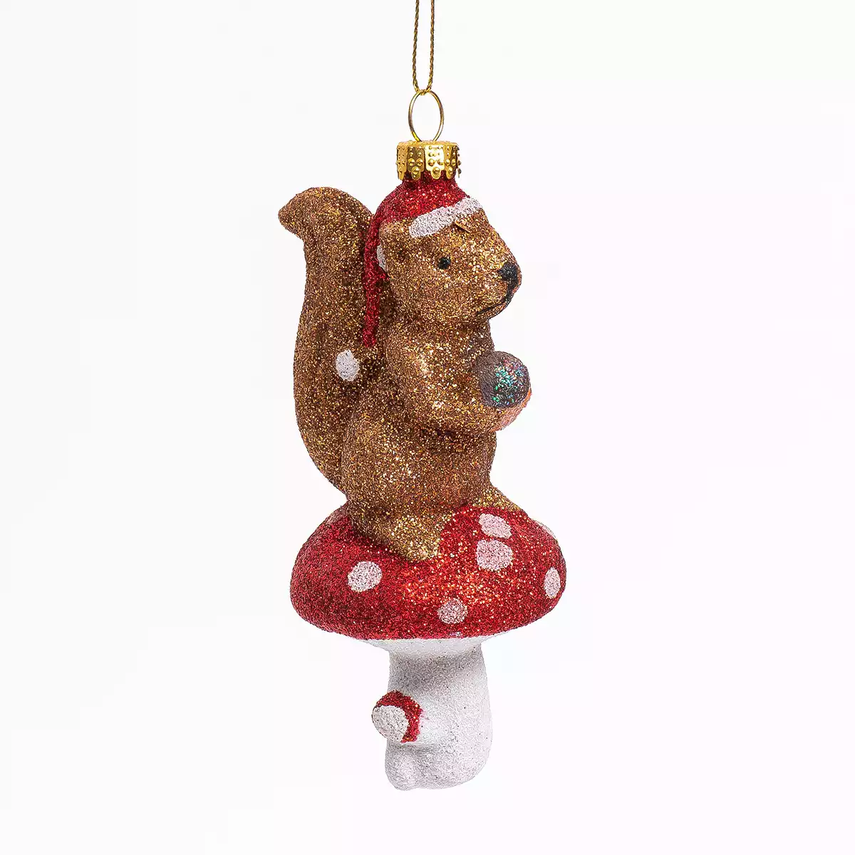 Новогодняя фигурка 13,5 см белка с грибом 058D-7232D
