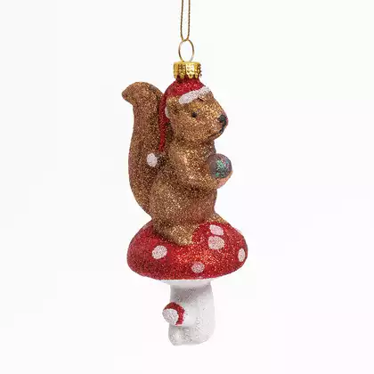 Новогодняя фигурка 13,5 см белка с грибом 058D-7232D