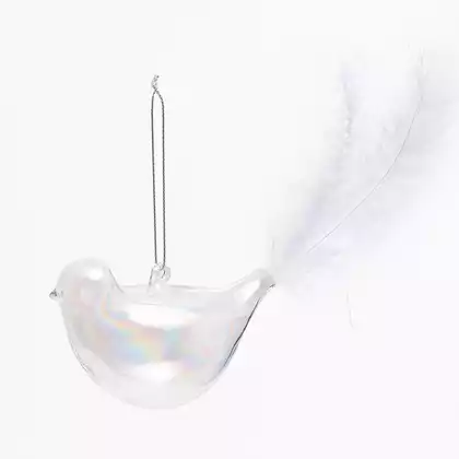 Новогодняя фигурка 15 см птичка стекло 058D-7318D