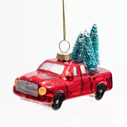 Новогодняя фигурка 9,8 см машинка стекло 058D-7320D