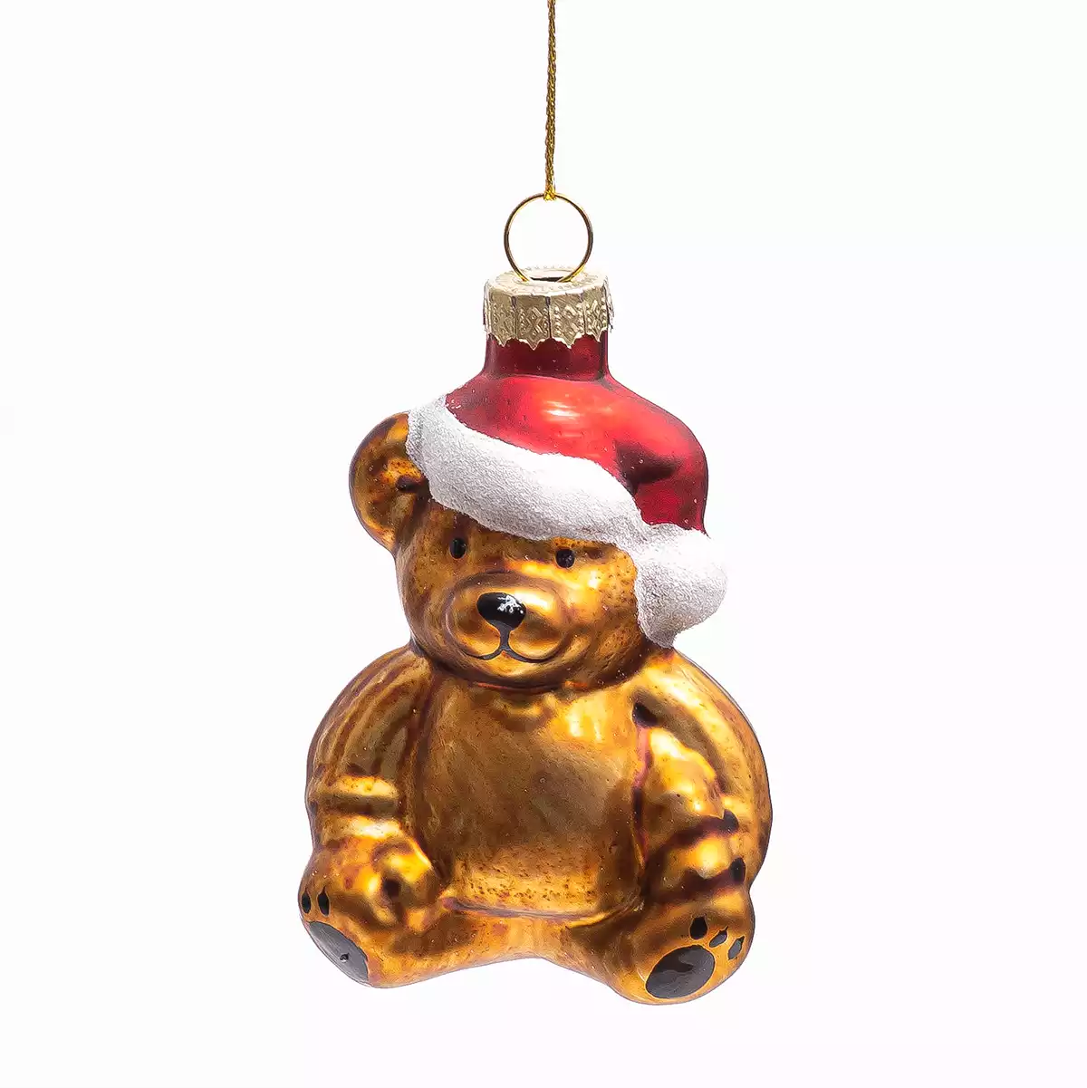 Новогодняя фигурка 8 см мишка в колпачке стеклло 058D-7323D