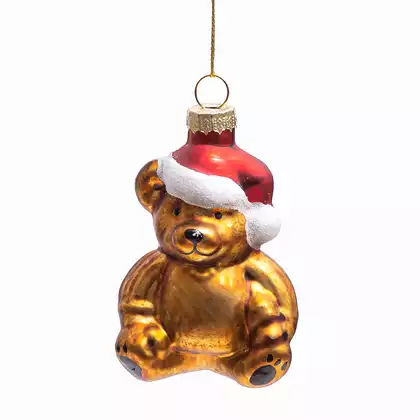 Новогодняя фигурка 8 см мишка в колпачке стеклло 058D-7323D