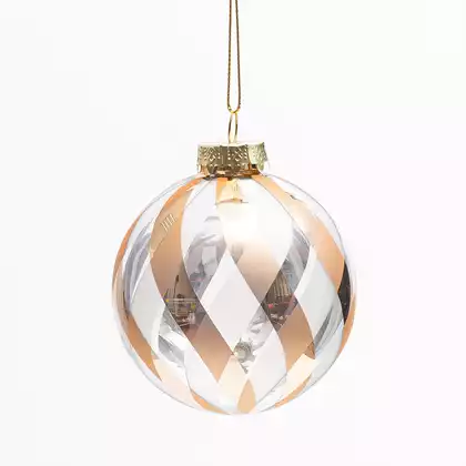 Новогодний шар 8 см стекло прозрачный с золотом 058D-7334D