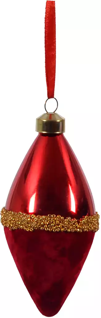 Новогодняя сосулька 13 см стекло красный барха т058D-7340D