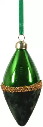 Новогодняя сосулька 13 см стело зеленый бархат 058D-7342D