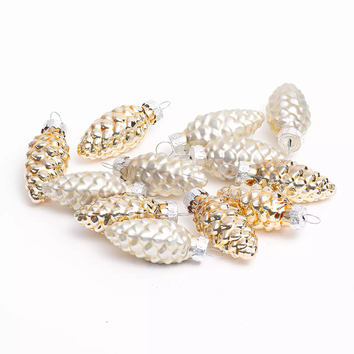 Набор шишек 12 шт 5,5 см стекло 058D-7343D