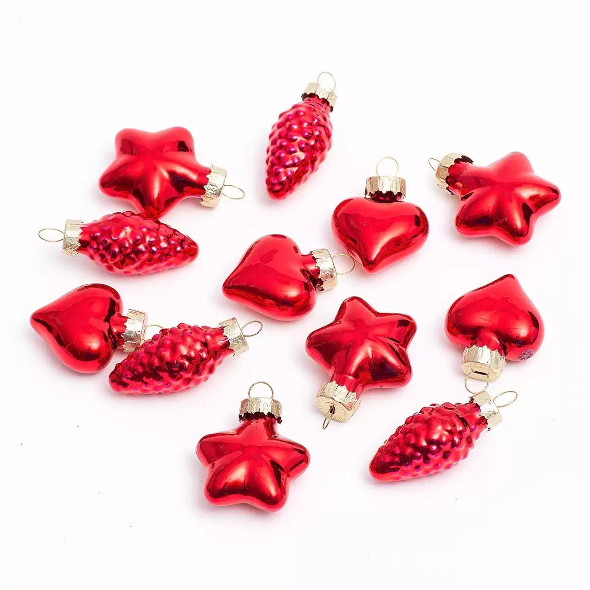 Набор фигурок 12 шт 4 см стекло красный 058D-7345D