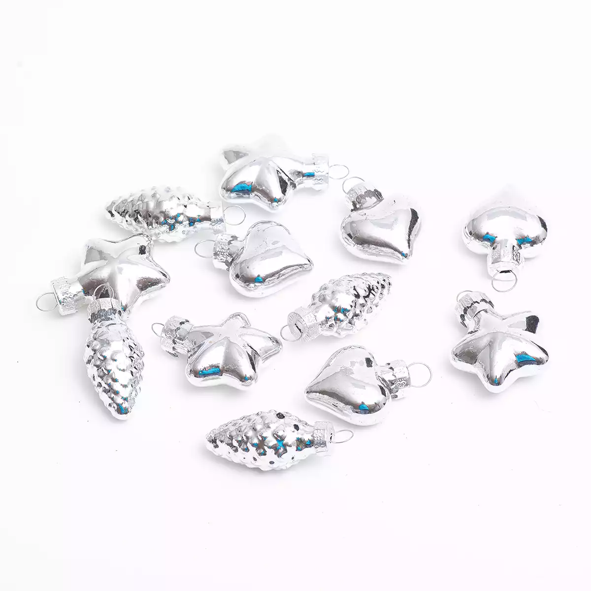 Набор фигурок 12 шт 4 см стекло серебро 058D-7346D