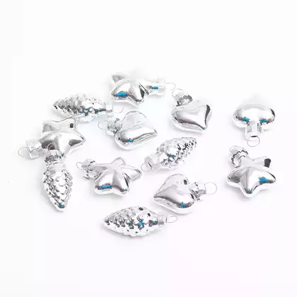 Набор фигурок 12 шт 4 см стекло серебро 058D-7346D