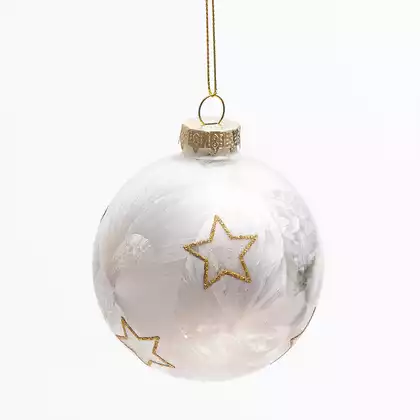 Новогодний шар 8 см стекло стекло белый звезды 058D-7353D