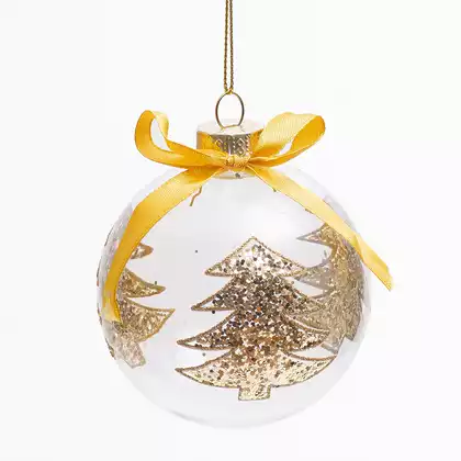 Новогодний шар 8 см стекло прозрачный елочка 058D-7354D