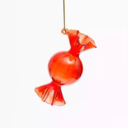 Новогодняя фигурка 4х9 см конфета красная стекло 058D-7357D