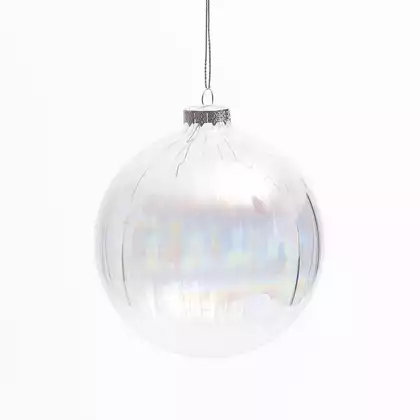 Новогодний шар 10 см лед прозрачный стекло 058D-7359D