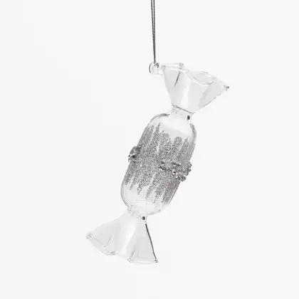 Новогодняя фигурка 4х9 см конфета серебро стекло 058D-7360D