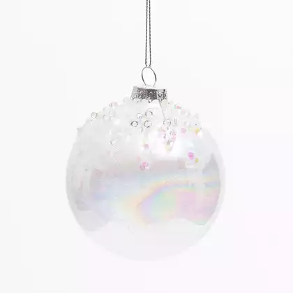 Новогодний шар 8 см стекло стразы 058D-7366D