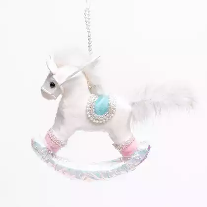 Новогодняя фигурка 16х4х15 см Лошадка белая 058D-7119D