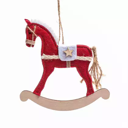 Новогодняя фигурка 16х15 см Лошадка красная 058D-7384D