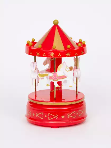 Карусель 16х9,5х9,5 красная механическая 058D-7392D