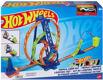 Игровой набор Hot Wheels 1:64 HMX38 Автотрек - Тройная петля, серия Action в/к