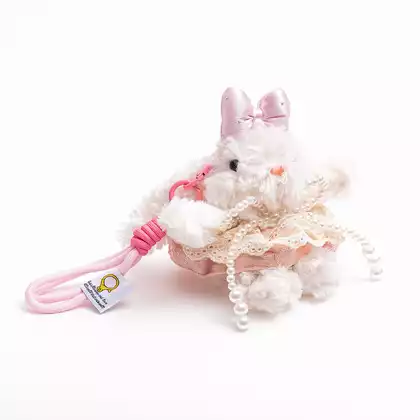 Брелок Зайчик с бантиком белый 058-25-1027