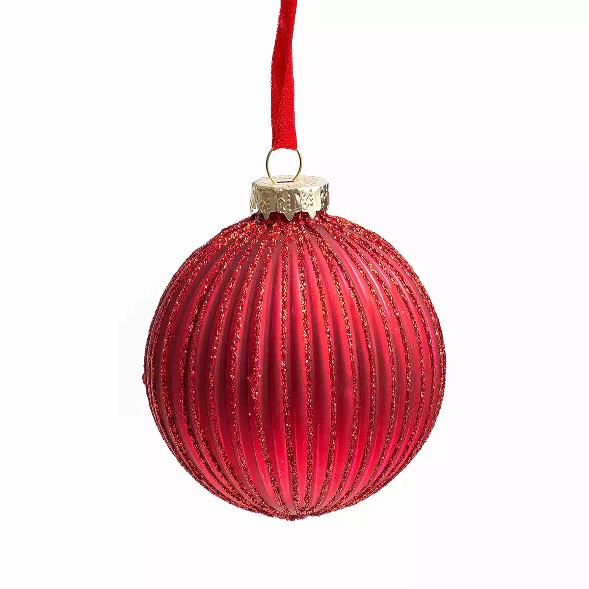 Новогодний шар 8 см красный 058D-7494D