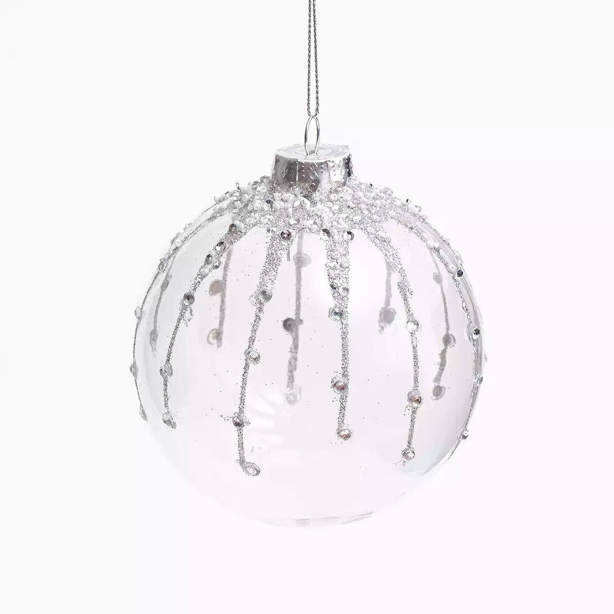 Новогодний шар 10 см лед с серебром 058D-7055D